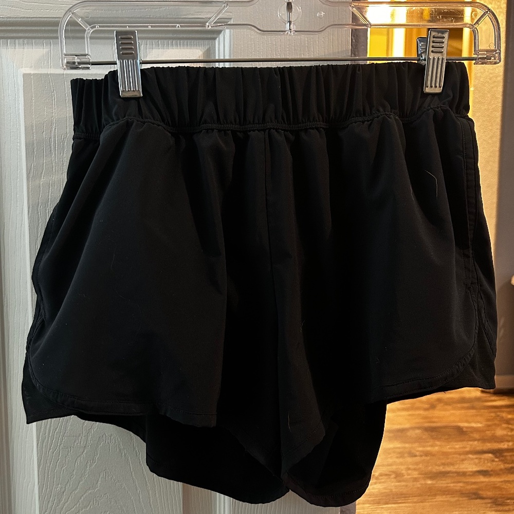 Black athletic shorts with built in underwear (2)